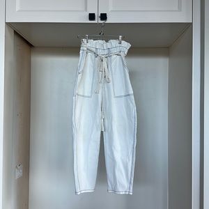 NWT Somethjng Navy Harlow Paperbag Pants